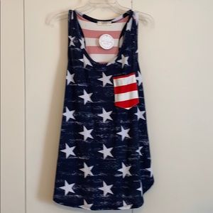 NWT a.gain 1X American Flag Tank Top